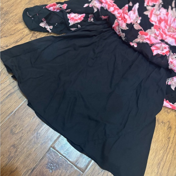 Vintage Whimsigoth Boho Fairycore Black Floral Fringe Chiffon Dress Beaded - Picture 10 of 15